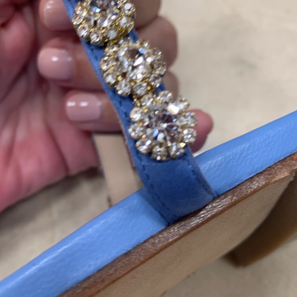 STUART WEITZMAN AMELIESE CRYSTAL PERIWINKLE LEATHER SANDALS W/SUEDE STRAPS 9.5 - Picture 7 of 9